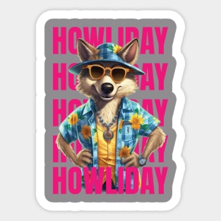 Howliday Adventure: Wolf and Summer Inspired T-Shirt Sticker